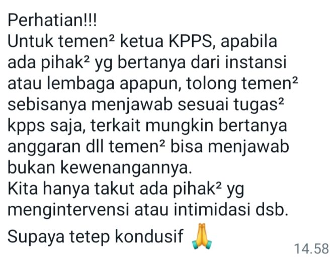
Ada Apa dengan Ketua PPS Pancakarya sampai Mengeluarkan instruksi??
