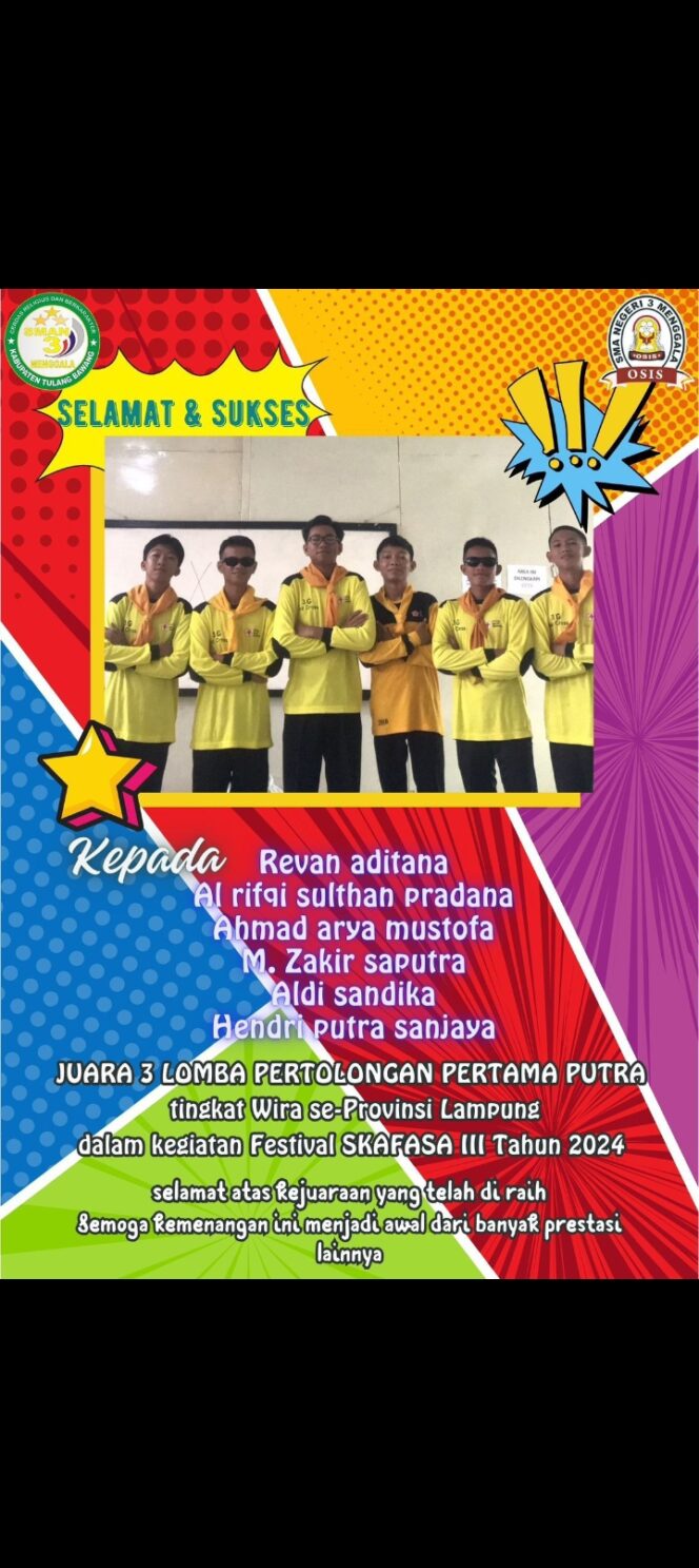 
Prestasi Memukau: SMA 3 Menggala Raih Juara 3 Lomba PMR SKAFASA III Tingkat Provinsi