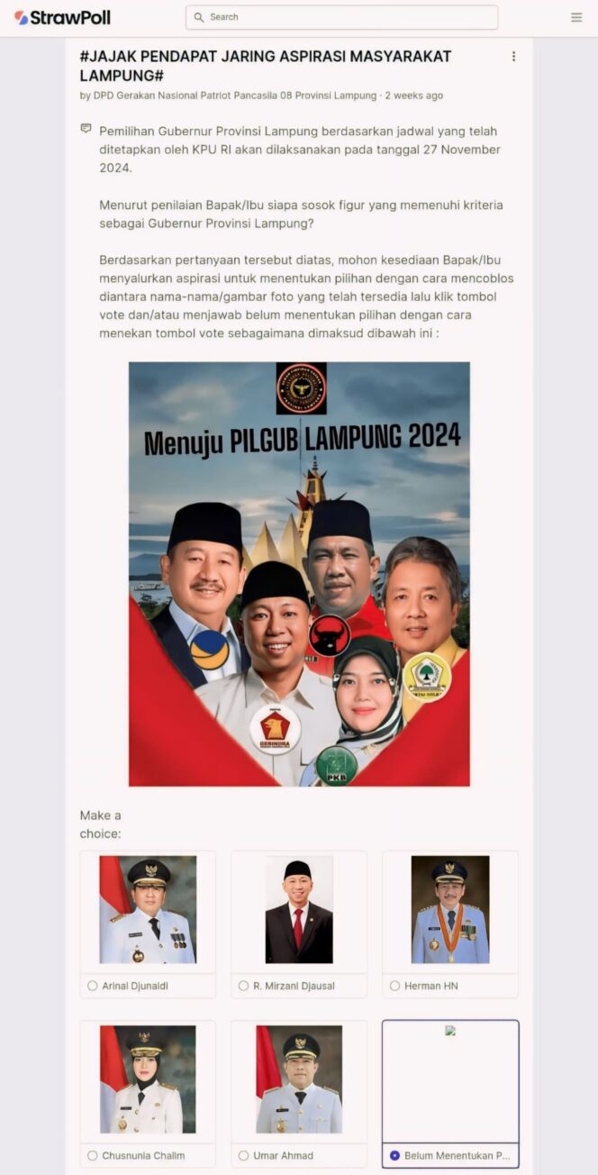 
					Polling GNPP, Mirzani Djausal Raup Dukungan Besar untuk Maju Pilgub Lampung 2024