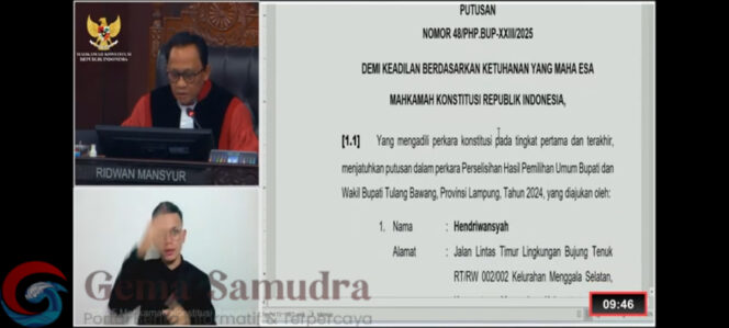 MK Putuskan Gugatan PHP Mesuji dan Tulang Bawang Lampung Tak Berlanjut