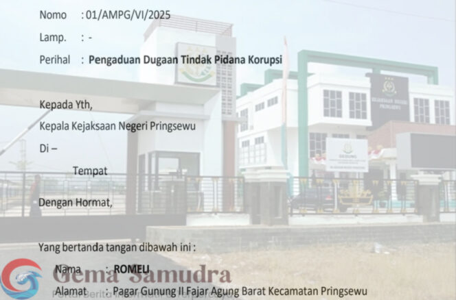 
Dilaporkan, Warga Bongkar Penyimpangan Dana Desa 2024 Pekon Gumuk Mas di Kejari Pringsewu