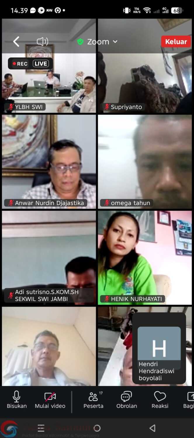 
Dewan Pimpinan Pusat SWI Menggelar Webinar Melalui Yayasan Lembaga Bantuan Hukum SWI
