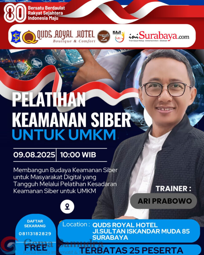 
Pelatihan Keamanan Siber Digelar di Surabaya untuk Mendorong UMKM Tangguh Dalam Era Digital.