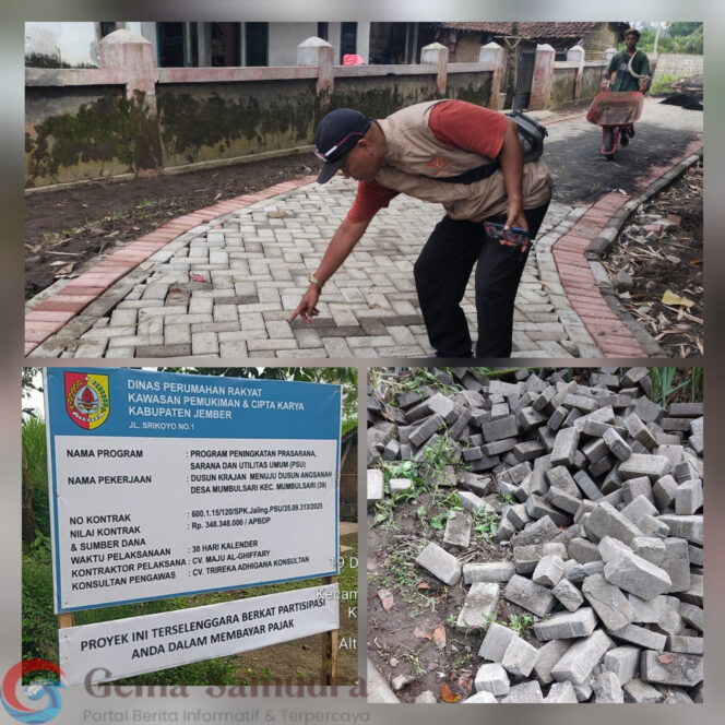 
Pengerjaan Proyek Pavingisasi CV. Maju Al- Ghiffary di Dusun Krajan Menuju Angsanah Di Soal Warga