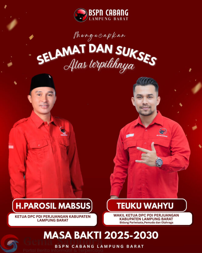
Teuku Wahyu Resmi Gandeng Parosil Mabsus, Duduki Jabatan Wakil Ketua DPC PDI Perjuangan Lampung Barat
