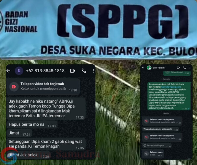 
Polemik Limbah SPPG Sukanegara Memanas, Oknum DPRD Tanggamus Tantang Media Bertemu
