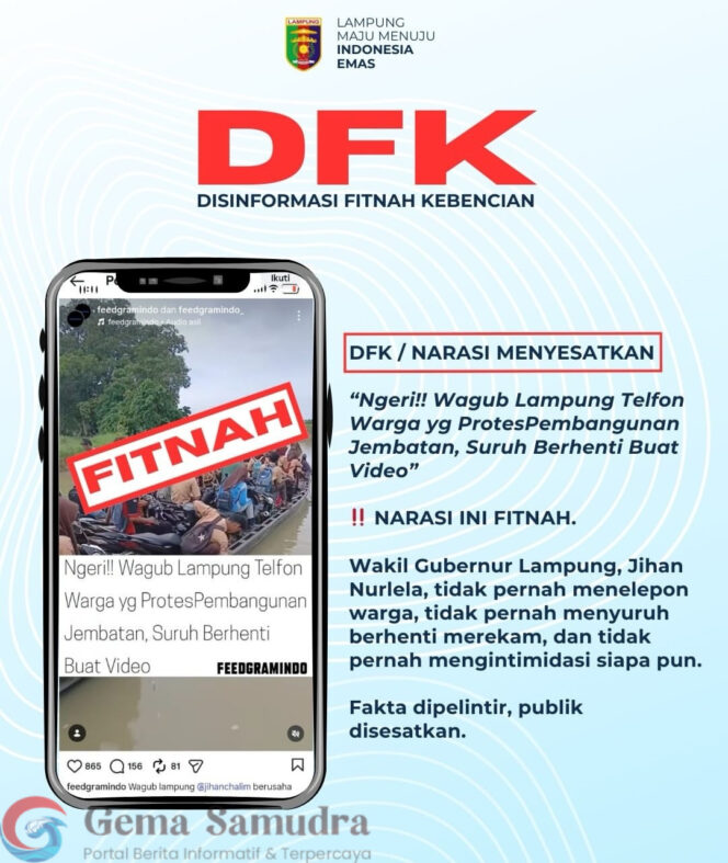 
Klarifikasi, Beredarnya Video Narasi Terkait Jembatan Kali Pasir Tidak Sesuai Fakta, Ini Penjelasan Pemprov Lampung