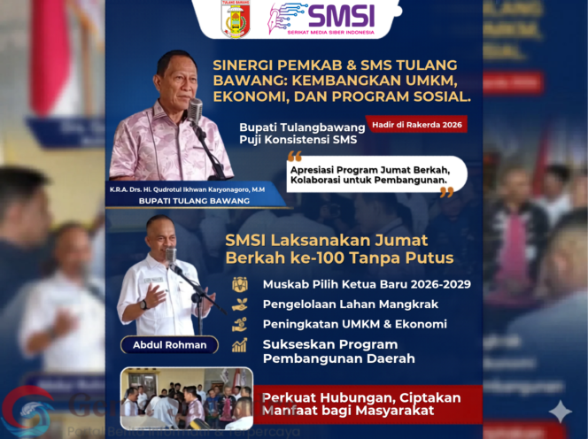 
Perkuat Sinergi, Bupati Tulang Bawang Puji Konsistensi Program SMSI