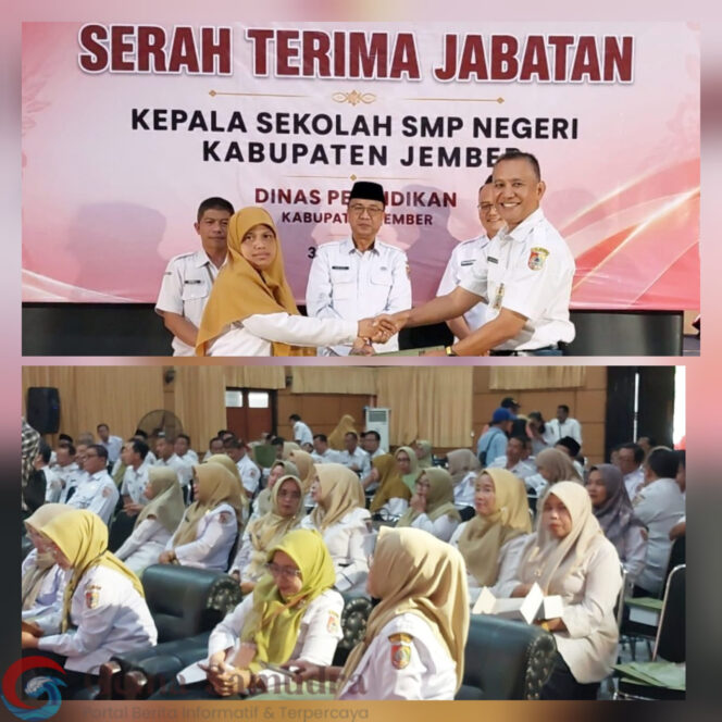 
Dispendik Jember Siap Sambut SPMB 2026/2027 dan Dorong Edukasi Sampah : Sertijab Kepala sekolah SMP