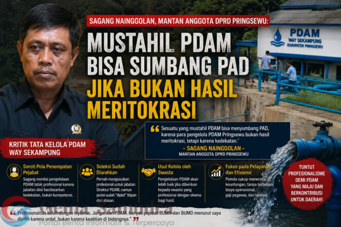 
Sagang Nainggolan Soroti Pengelolaan PDAM Way Sekampung: “Jangan Harap Untung Jika Bukan Meritokrasi”