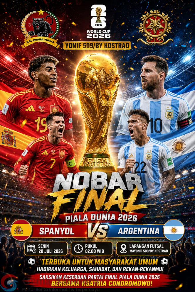 
Ayoo!!!! Ramaikan Nobar Piala Dunia di Yonif 509/BY Kostrad Nikmati Keseruannya 