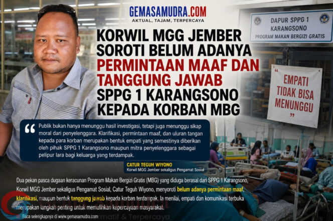 
Korwil MGG Jember Soroti Belum Adanya Permintaan Maaf dan Tanggung Jawab SPPG 1 Karangsono kepada Korban Terdampak MBG: “Empati Tidak Bisa Menunggu”